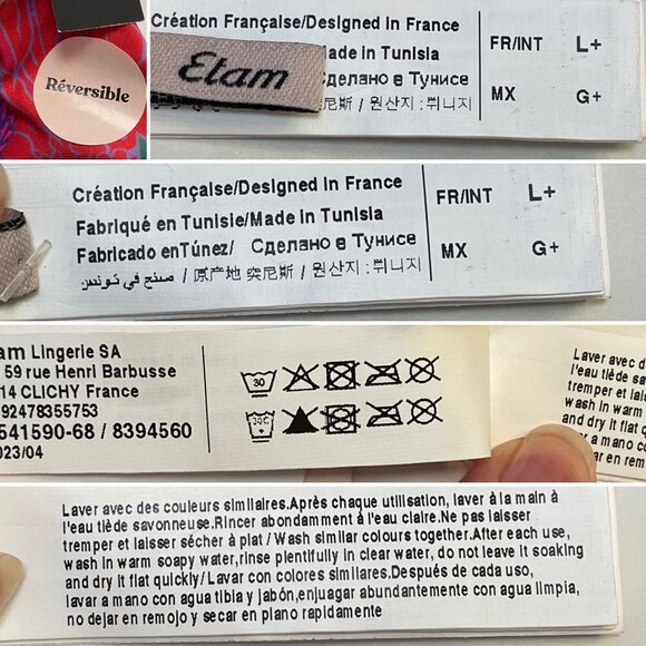 Etam Reversible Tropical Splash Halter Bikini Swim Top Sz L+ Pink to Floral - Picture 7 of 9